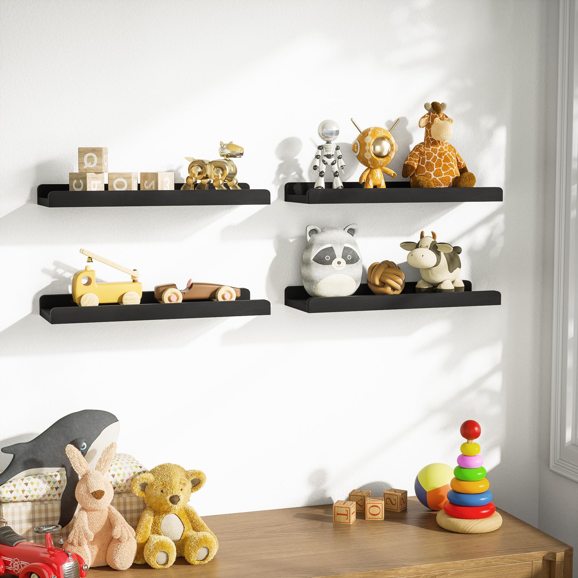 Amazon.com: Love-KANKEI Black Floating Shelves for Wall Set of 4